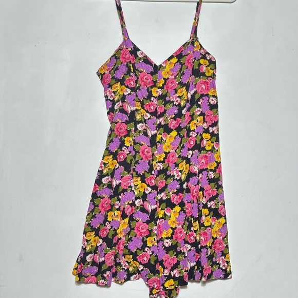 Vintage Floral Mini romper - Black, Pink, Yellow Y2K - Picture 1 of 5